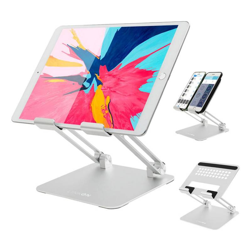 Soporte Tablet Para iPad Celular Escritorio Aluminio Movible - Gris LINKON