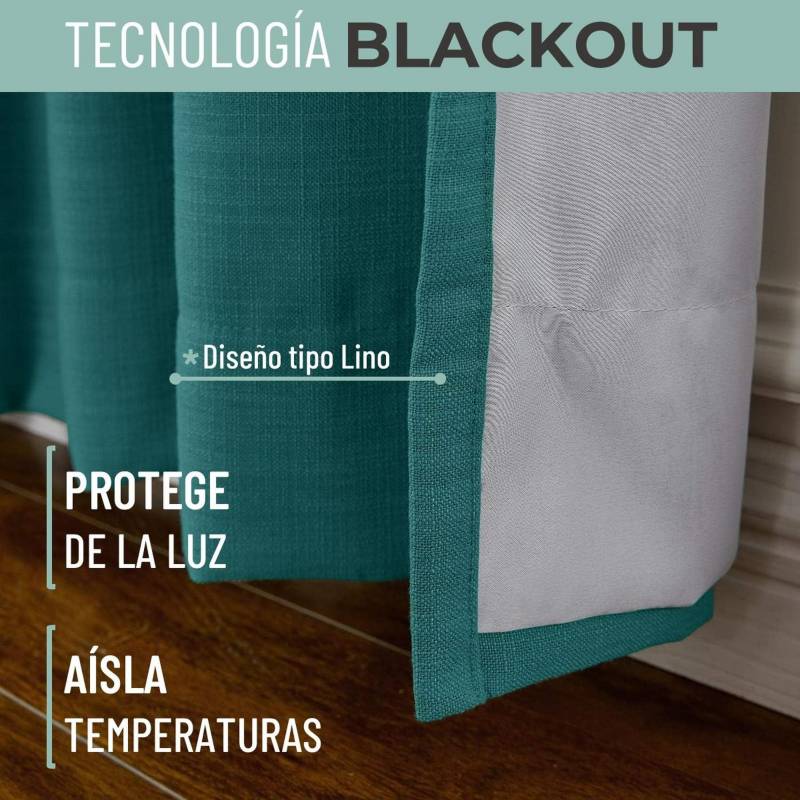 CASATUA Cortina 100% Blackout Engomada Termica Casatua Set de 2 - Gris  oscuro