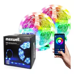 MAXWELL - Cinta Tira Luces Led Rgb Bluetooth 10 Metros Total +conector