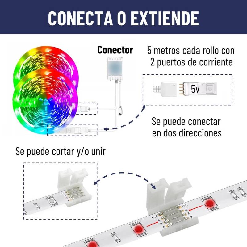 Tira De Luces Led Rgb 10 Metros Alexa Control De Voz 110v GENERICO