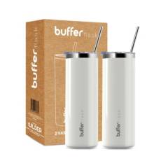BUFFER FLASK - Vasos Termicos Set De 2 Buffer Acero Inoxidable Frío Y Calor - Blanco