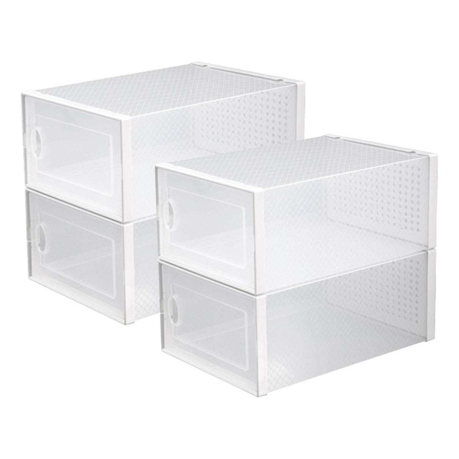 CASATUA Caja Organizadora Zapatos Set X4 Banhaus Zapatero Apilable - Blanco