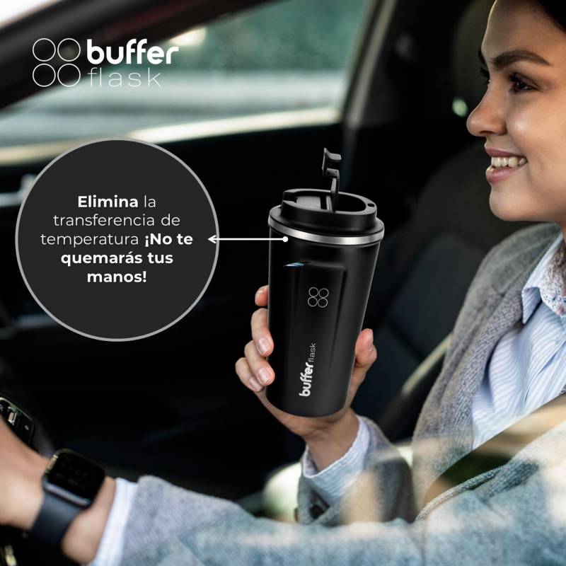 BUFFER FLASK Termo Mug Para Cafe Vaso Termico Mug Buffer 600 ml Sellable -  Blanco
