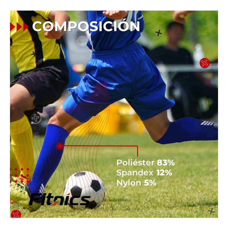 Medias Futbol Deportivas Sin Pie Pantorrillera Fitnics Set 2 - Azul FITNICS