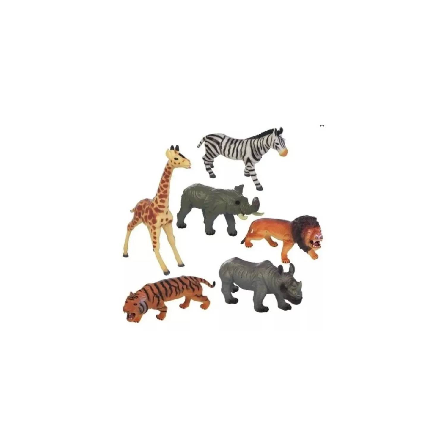 Set Animales Muñecos De La Selva X6 +2 Acc Juego Juguete