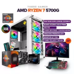 AMD - PC GAMER RYZEN 7 5700G /16GB RAM/ SSD 1TB /BOARD A520M-K/ MONITOR 22"