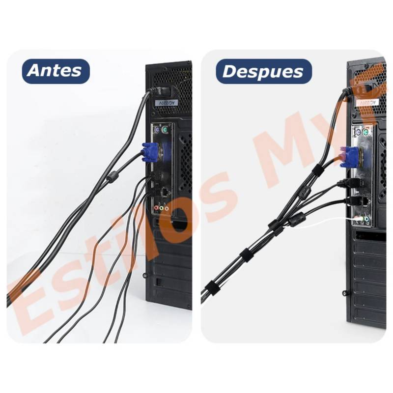 Caja Organizadora Cables Escritorio + Velcros + Sujetador M – BigTech Chile