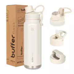 BUFFER FLASK - Termo Botella Termica Agua Acero InoxBuffer1l +tapas - Blanco