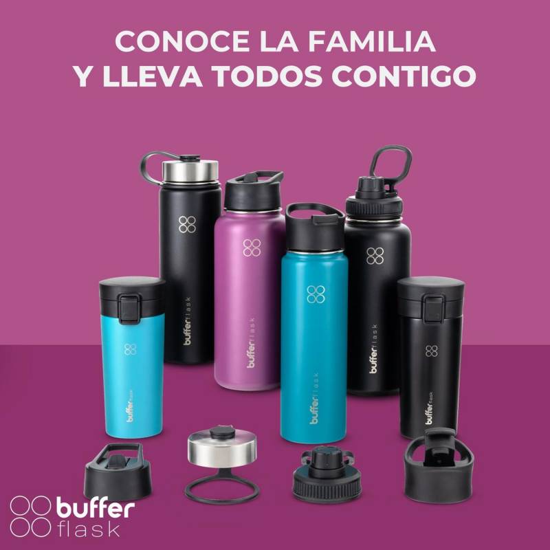 Termo Botella Agua Termica Inoxidable Buffer 32oz + 4 Tapas