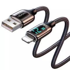 USAMS - Cable Premium Usb A Lightning 12w Con Display Para Datos Y Carga