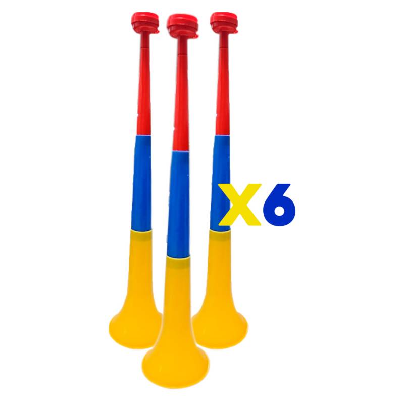 GENERICO - Vuvuzela Corneta Fútbol 56cm X6 Plegable Tricolor Colombia