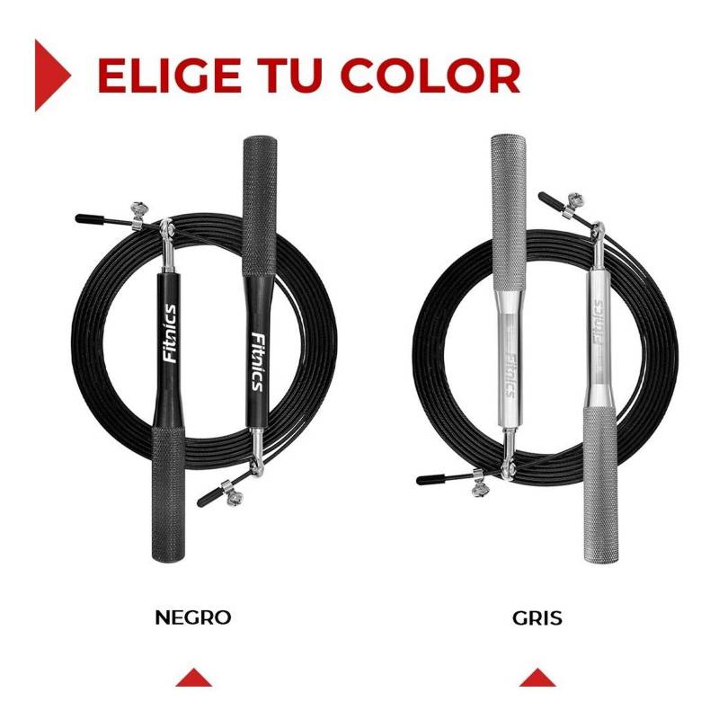 Lazo Cuerda Saltar Profesional Velocidad Aluminio - Plateado FITNICS