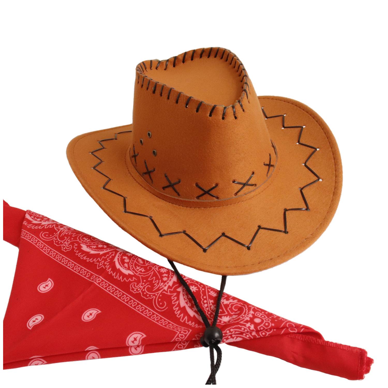 Sombrero vaquero coñak pra niño Toy con Pañoleta GENERICO