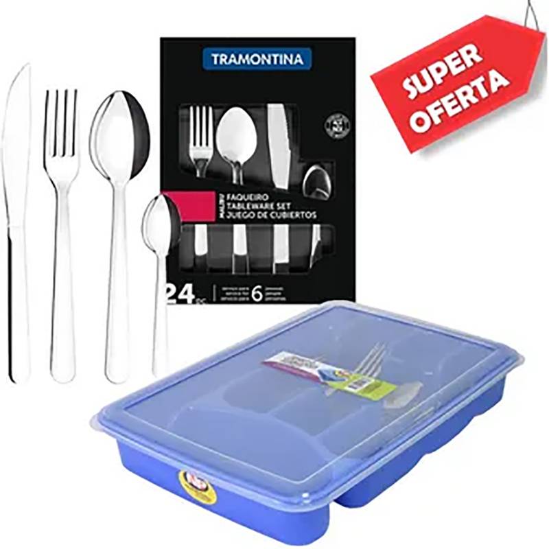 Set 24 Cubiertos Acero Inoxidable Oferta Tramontina Malibu