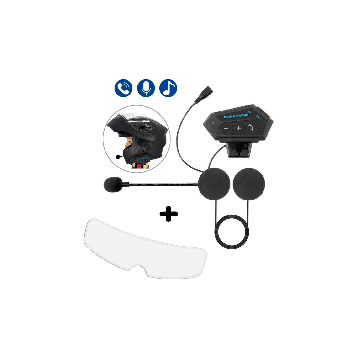 Auriculares Earphone Bt-12 Con Bluetooth Para Casco De Moto