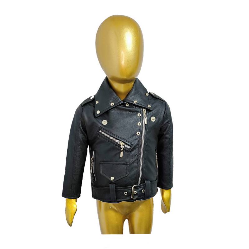 Chaqueta Para Niño En Cuero Tex Tipo Rock 14 Negro