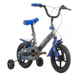 GW - Bicicleta Infantil GW Bugs Con Auxiliares Rin 12 Gris Azul