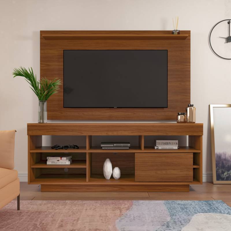 Mueble para TV Moderno 75 en MPD 200cm Pino Con Blanco BERTOLINI