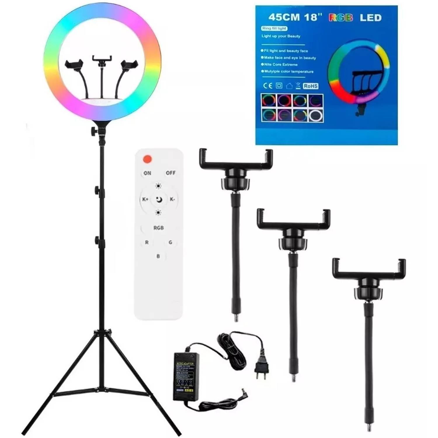 Aro de Luz RGB (45 cm) + Tripode para selfie