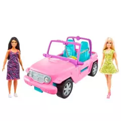 BARBIE - Barbie Set Jeep Auto De Playa Con Muñecas Beach Cruiser.