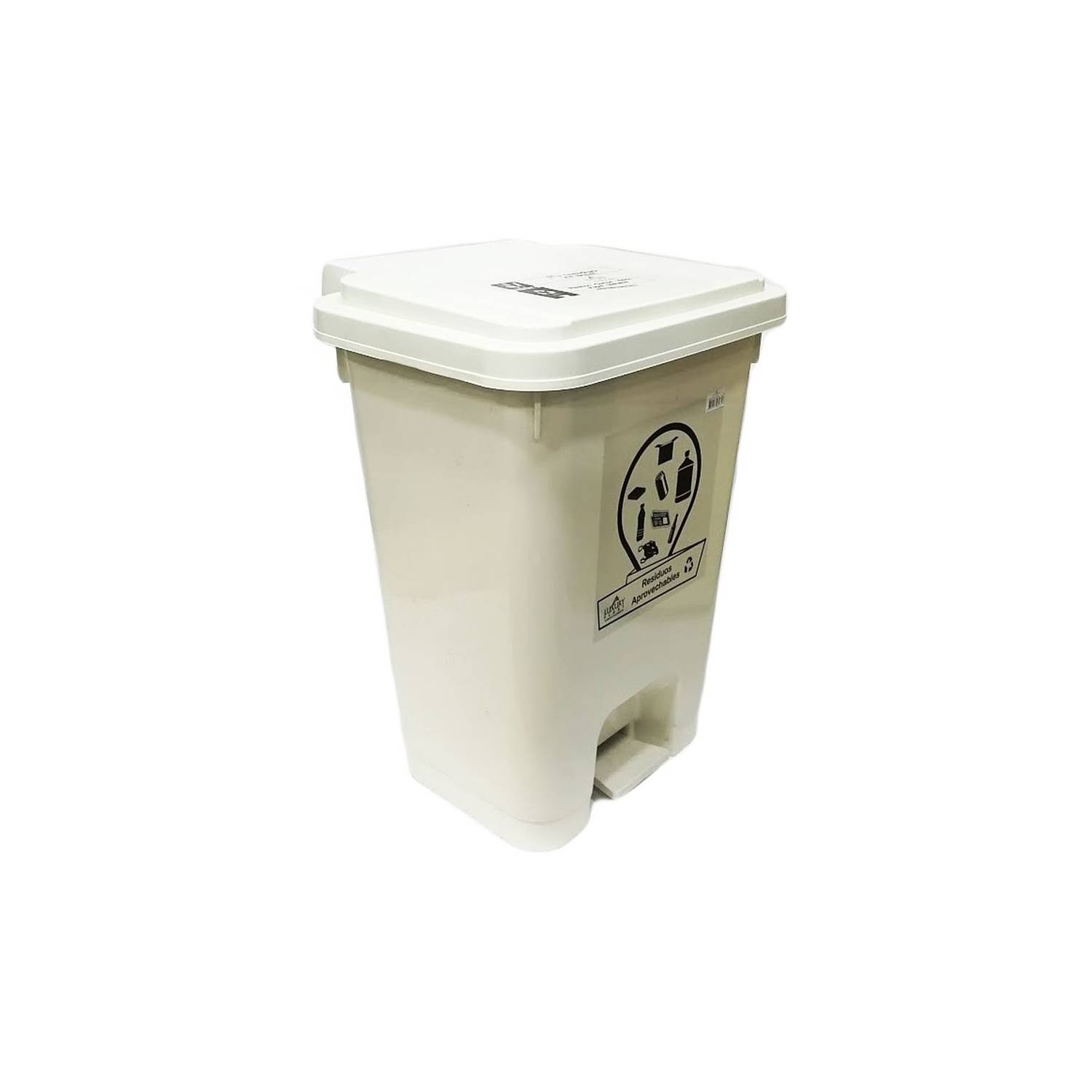 Caneca de basura / Papelera blanca de 8 litros con pedal