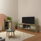 Mueble para TV Moderno 75 en MPD 200cm Roble Y Grafito BERTOLINI