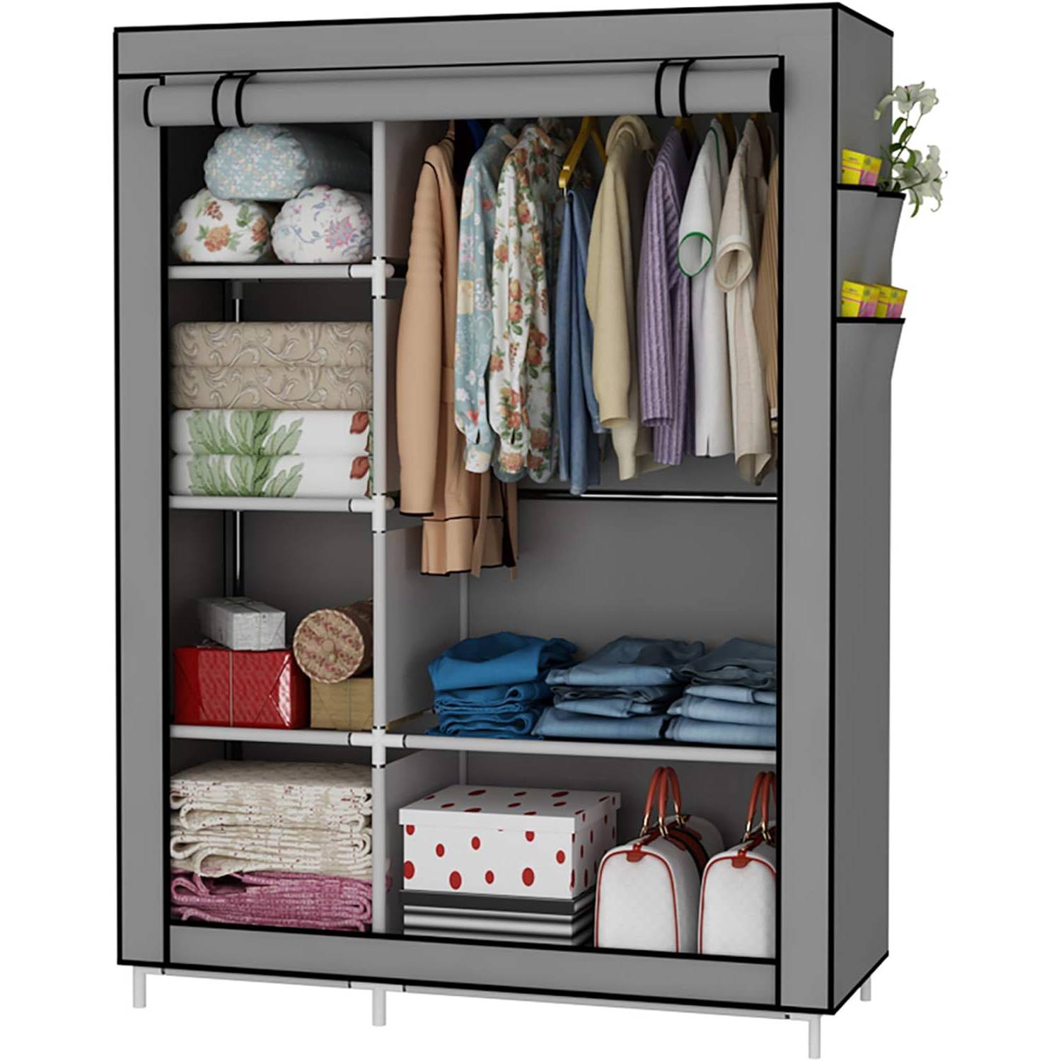 Wardrobe Tela para almacenamiento adicional, estantes portátiles de tubo de  acero para dormitorio, ropa, armario, armario, armario de almacenamiento