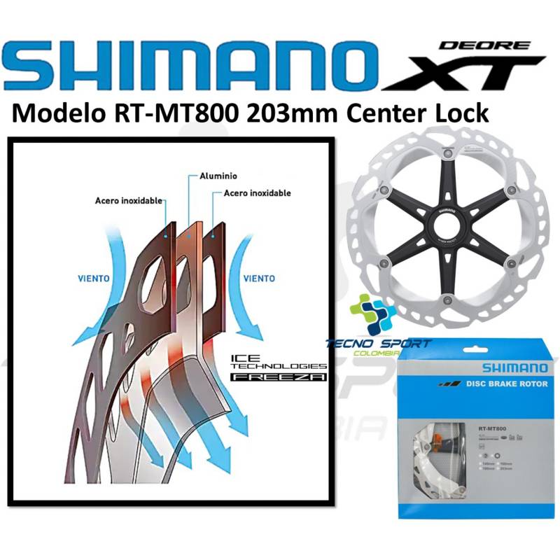 Shimano Disco Freno XT MT800 Center Lock, Plateado