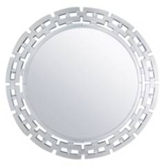 ICONICA HOME GALLERY - Espejo Circular Decorativo Enmarcado En Madera Con Cristal Biselado.