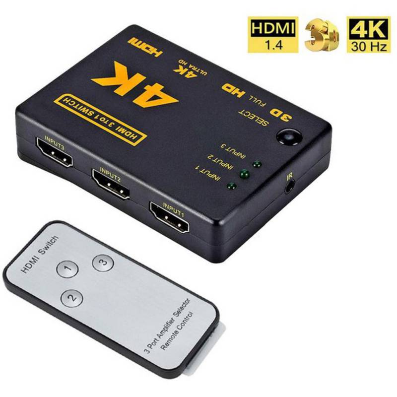 SWITCH SELECTOR HDMI 2.1 DE 3X1 3 ENTRADAS A 1 SALIDA ULTRA HD 4K