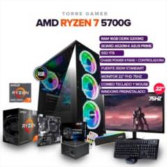 AMD - TORRE GAMER AMD RYZEN 7 5700G / Board A520M / RAM 16GB / M.2 1TB Monitor 22" FHD