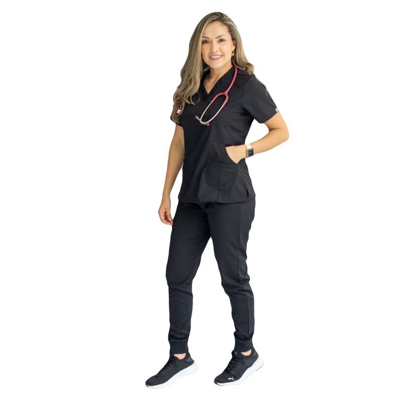Blusas de uniforme médico color negro para mujer 2024