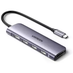 UGREEN - Adaptador 6 En 1 USB-C HDMI Lector Tarjetas Sd USB 3.0 Multi Puertos