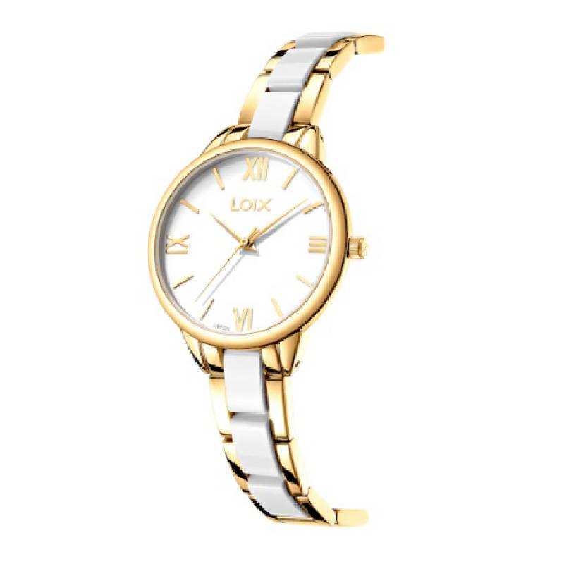 Reloj hombre LA2142-1 blanco con oro rosa, tablero blanco