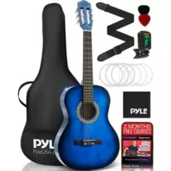 PYLE - Kit de guitarra de escala 3/4 de estilo clásico PGACLS82LBR.