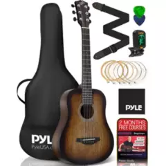 PYLE - Guitarra acústica de escala 1/2 con cuerdas de acero K PGA820BK.