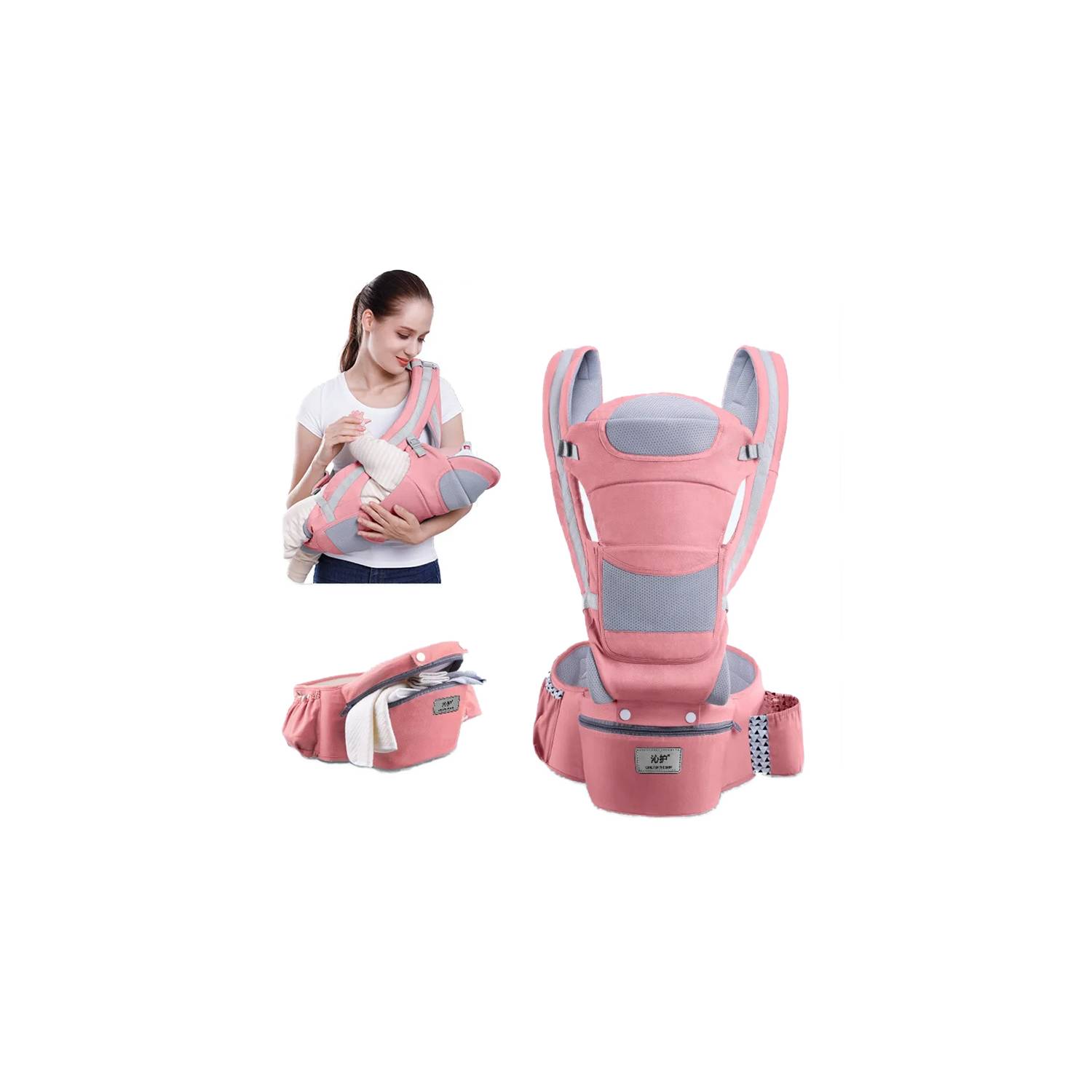 Cargador Canguro Bebé 3 En 1 Ergonómico Rosado MIFANQI