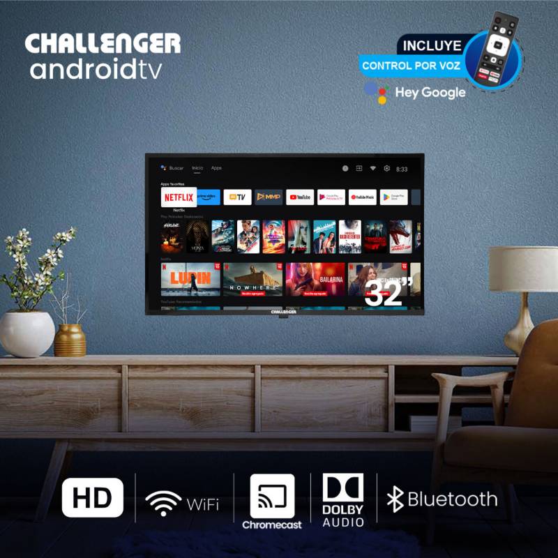 Televisor 65 Pulgadas Challenger Android TV UHD Smart TV Bluetooth -  Netflix - Challenger