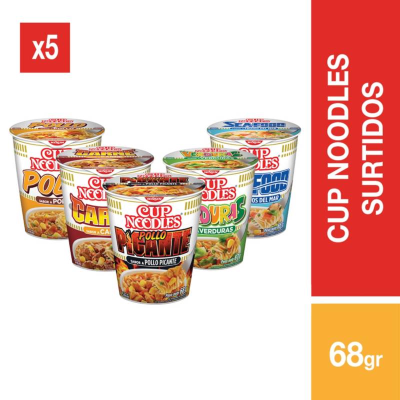 Cup Noodles Nissin Sabores Surtidos 5 Unidades 85 Gr Nissin