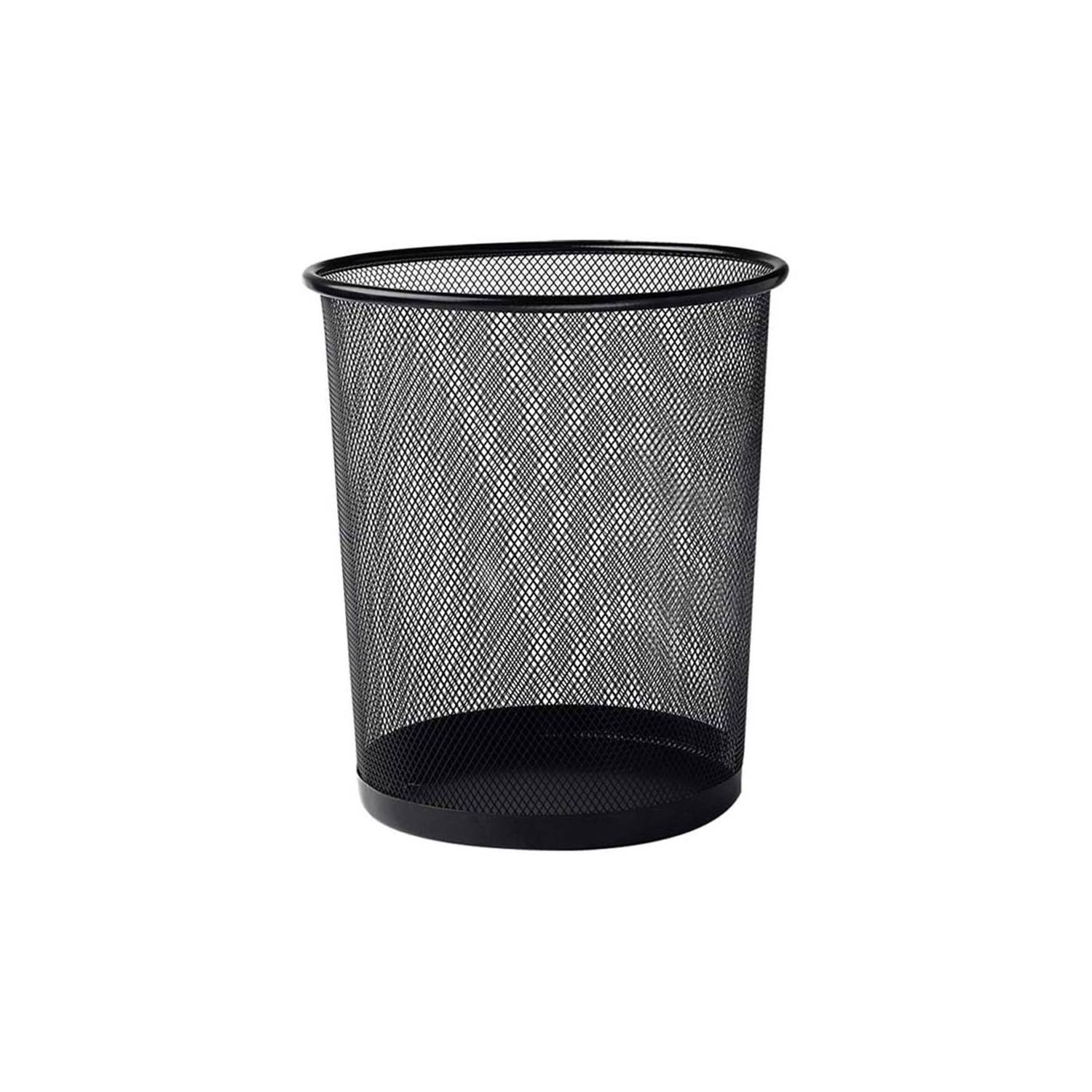 Papelera Oficina Malla Metálica Caneca Basura Negro Mate GENERICO