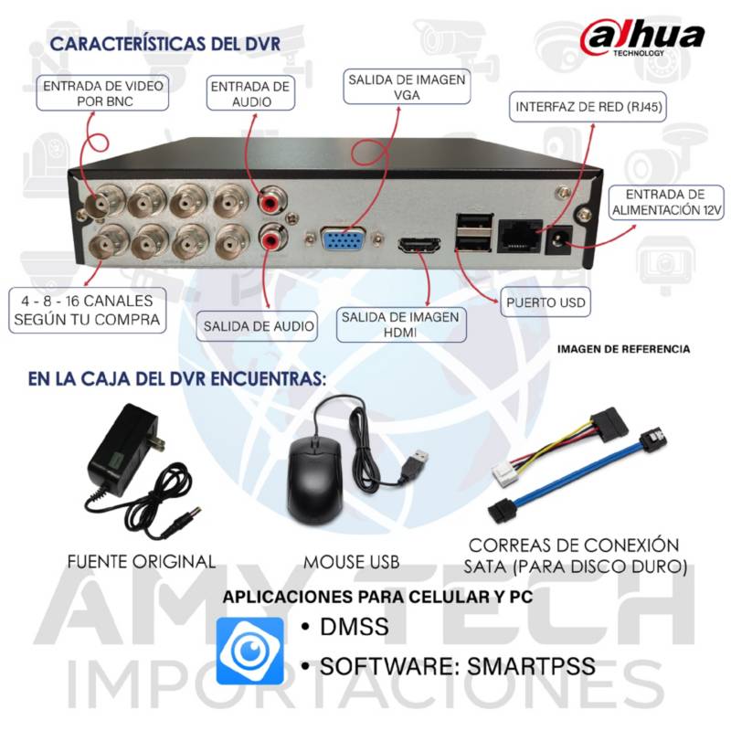 Kit Seguridad Grabador + 1TB HDD Vídeo Digital 8 Cámaras 8CH