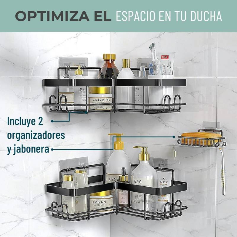 CASATUA Esquinero De Ducha Metálico Inoxidable Organizador Ajustable - Gris