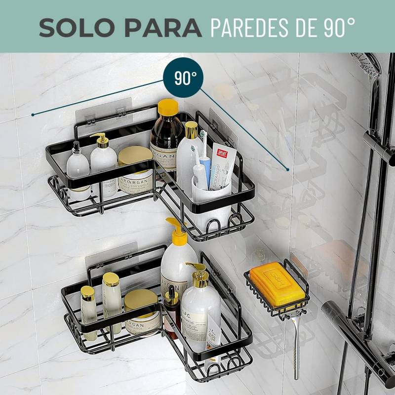 CASATUA Esquinero De Ducha Metálico Inoxidable Organizador Ajustable - Gris