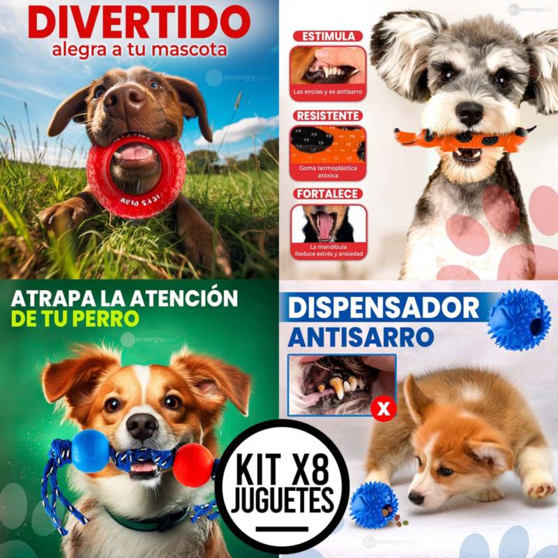 Kit x8 Juguetes Interactivos para Perros: Salud y Diversión