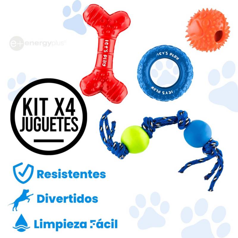 Combo X4 Juguetes para Perros Medianos: Diversión y Salud