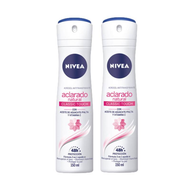 NIVEA - Nivea Desodorante Mujer Aclarado Natural Classic Touch Spray 2Pack 150ml c/u