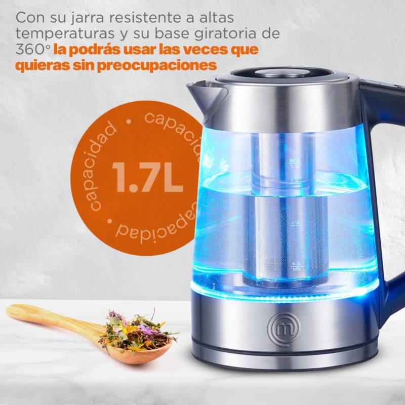 Hervidor de Agua Eléctrico Portátil Tetera Blanca CHEF MASTER