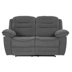 MUEBLES MOLTI - Sofa Reclinable 2 Puestos Microfibra Macario Gris