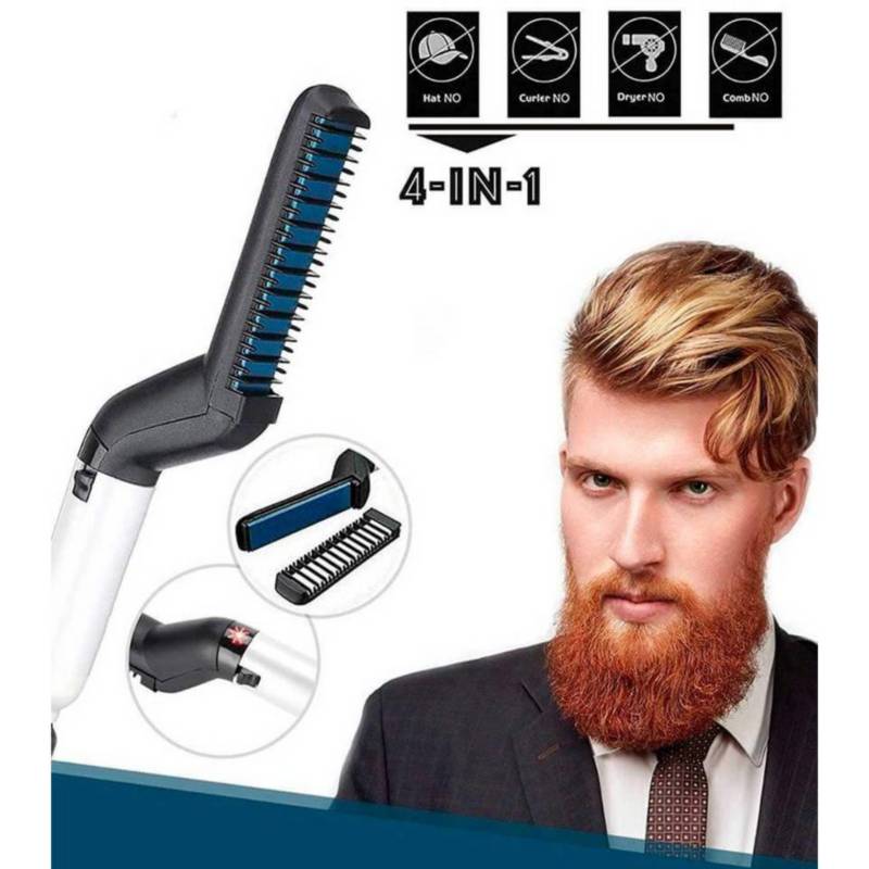 Cepillo peine alisador electrico hombres cabello barba NOVA