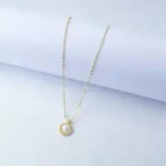 GENERICO - Collar Con Dije Perla Vintage Circular en Rodio